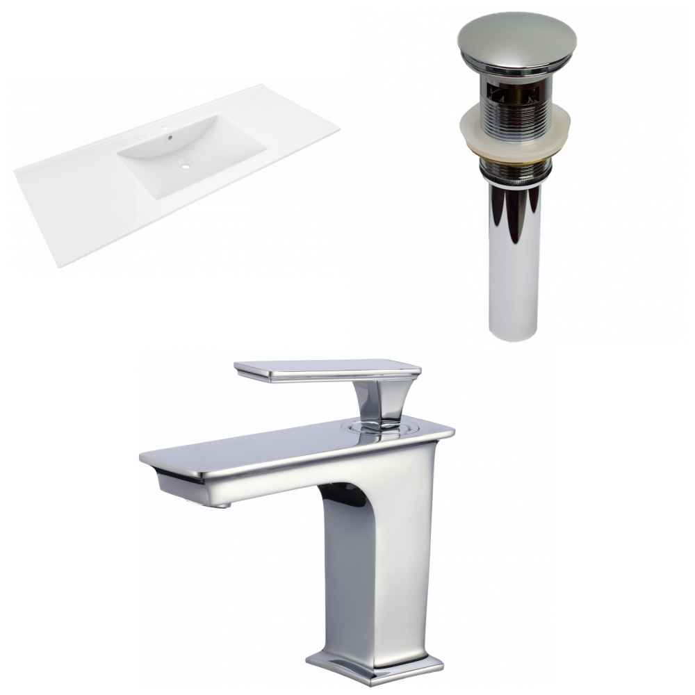 48-in. W 1 Hole Ceramic Top Set In White Color - Overflow Drain Incl.