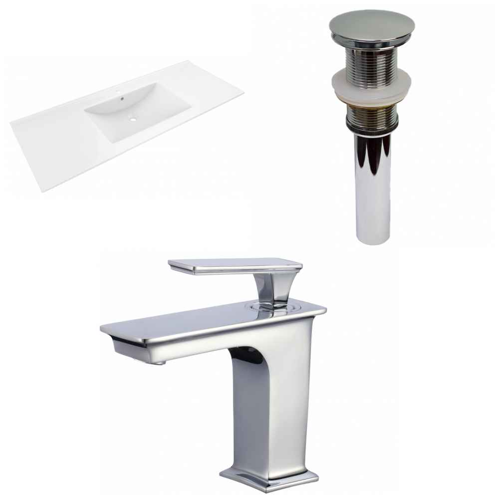 48-in. W 1 Hole Ceramic Top Set In White Color - Drain Incl.