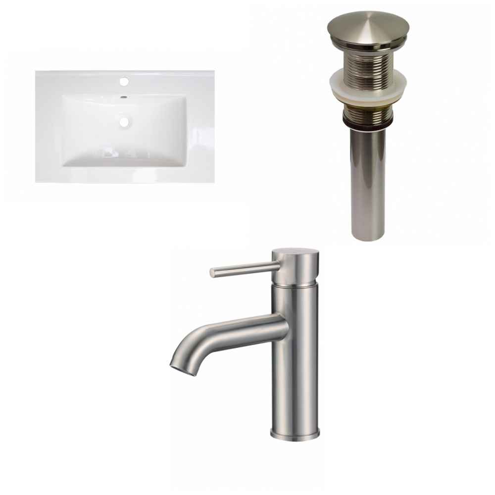 23.75-in. W 1 Hole Ceramic Top Set In White Color - Drain Incl.