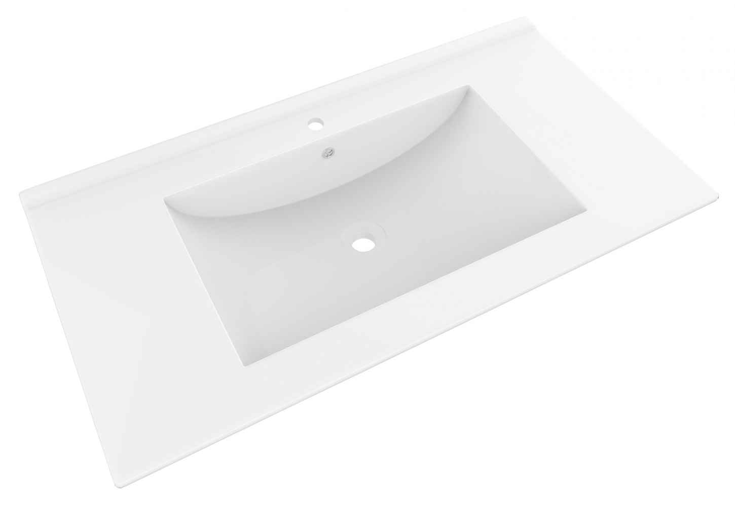 32-in. W 1 Hole Ceramic Top Set In White Color - Drain Incl.