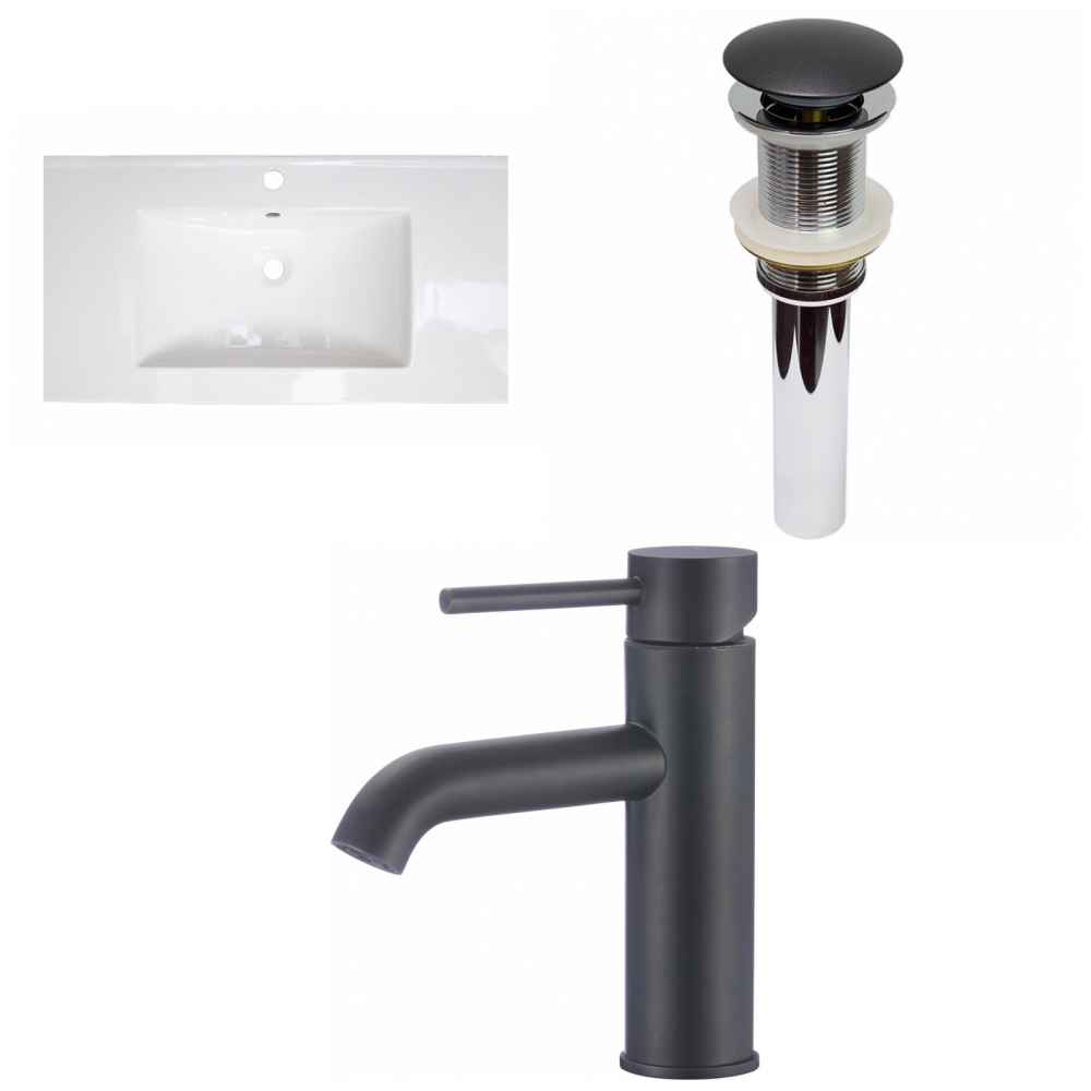 32-in. W 1 Hole Ceramic Top Set In White Color - Drain Incl.