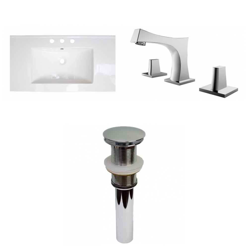 32-in. W 3H8-in. Ceramic Top Set In White Color - Drain Incl.