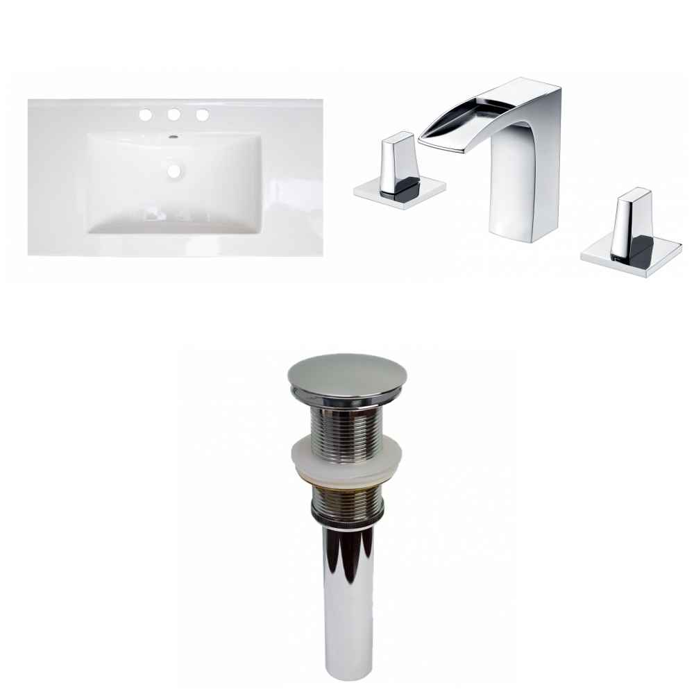32-in. W 3H8-in. Ceramic Top Set In White Color - Drain Incl.