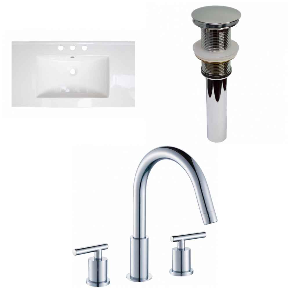 32-in. W 3H8-in. Ceramic Top Set In White Color - Drain Incl.
