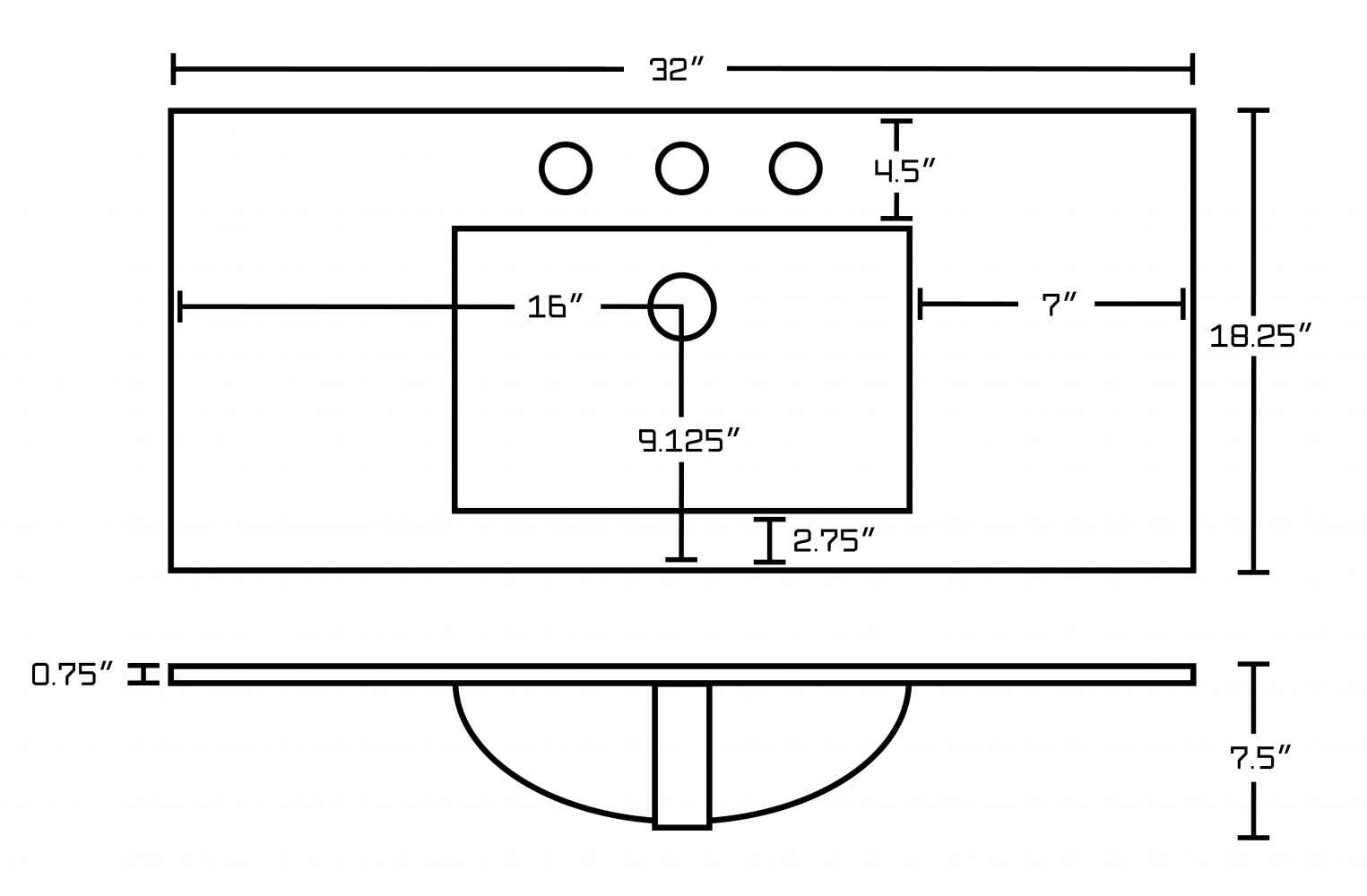 32-in. W 3H8-in. Ceramic Top Set In White Color - Overflow Drain Incl.