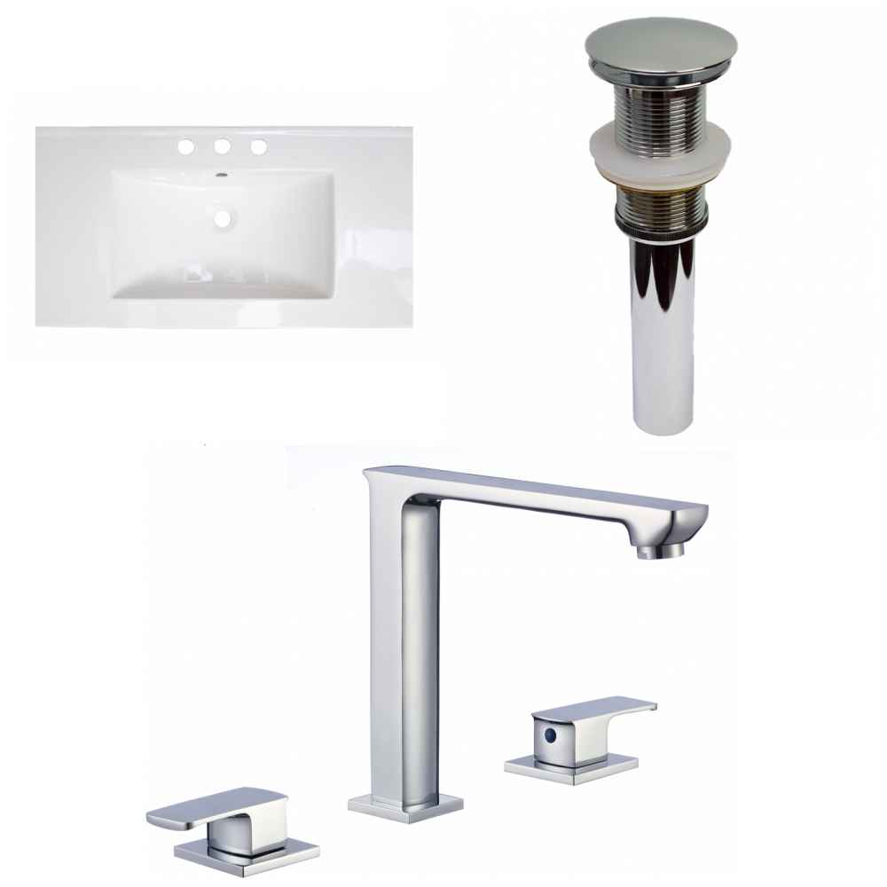 32-in. W 3H8-in. Ceramic Top Set In White Color - Drain Incl.