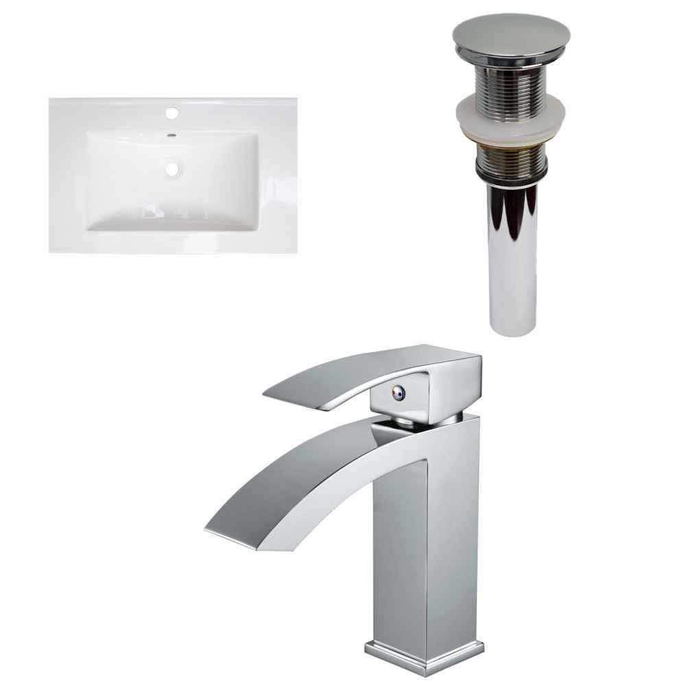 24.25-in. W 1 Hole Ceramic Top Set In White Color - Drain Incl.
