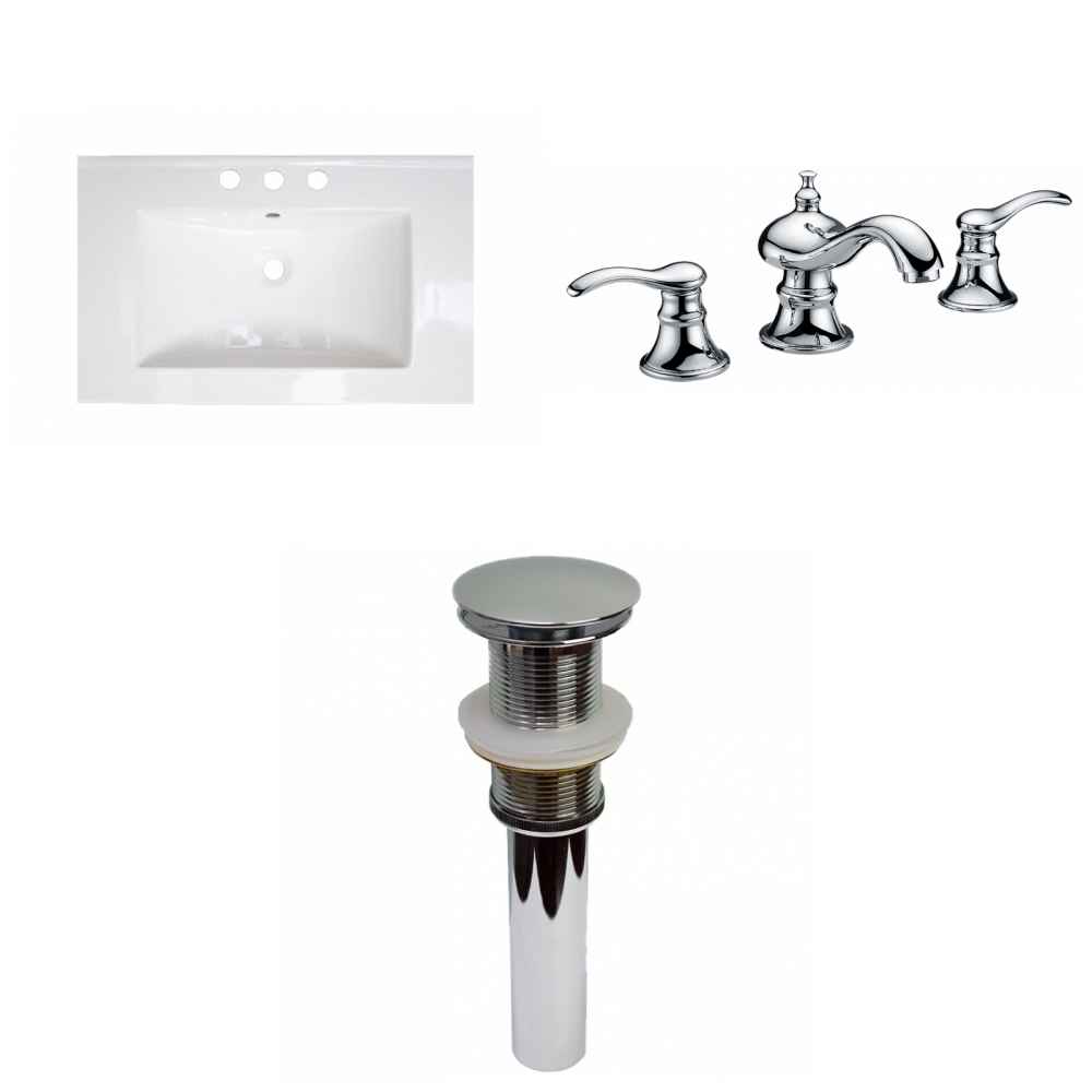 24.25-in. W 3H8-in. Ceramic Top Set In White Color - Drain Incl.