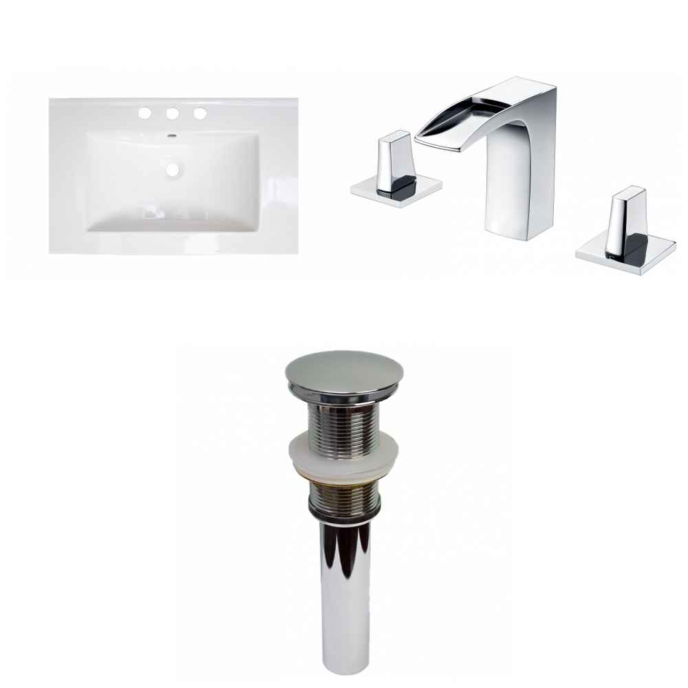 24.25-in. W 3H8-in. Ceramic Top Set In White Color - Drain Incl.