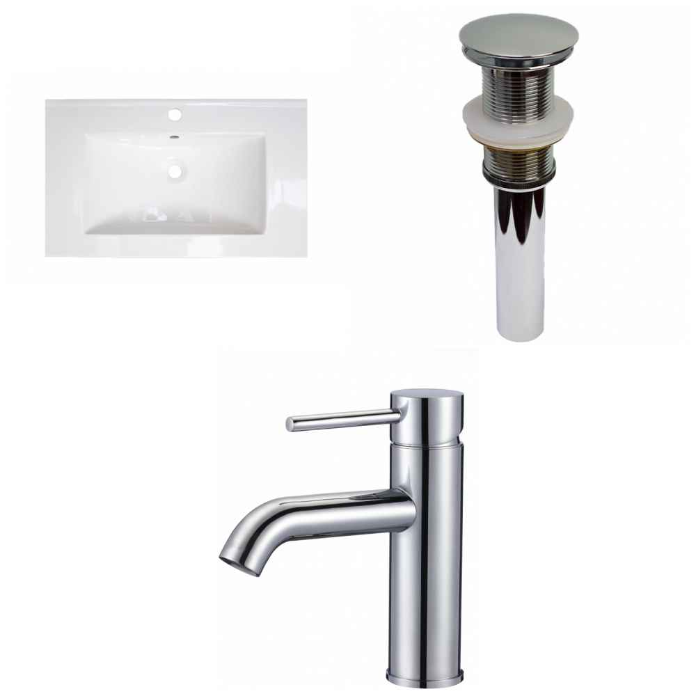 32-in. W 1 Hole Ceramic Top Set In White Color - Drain Incl.
