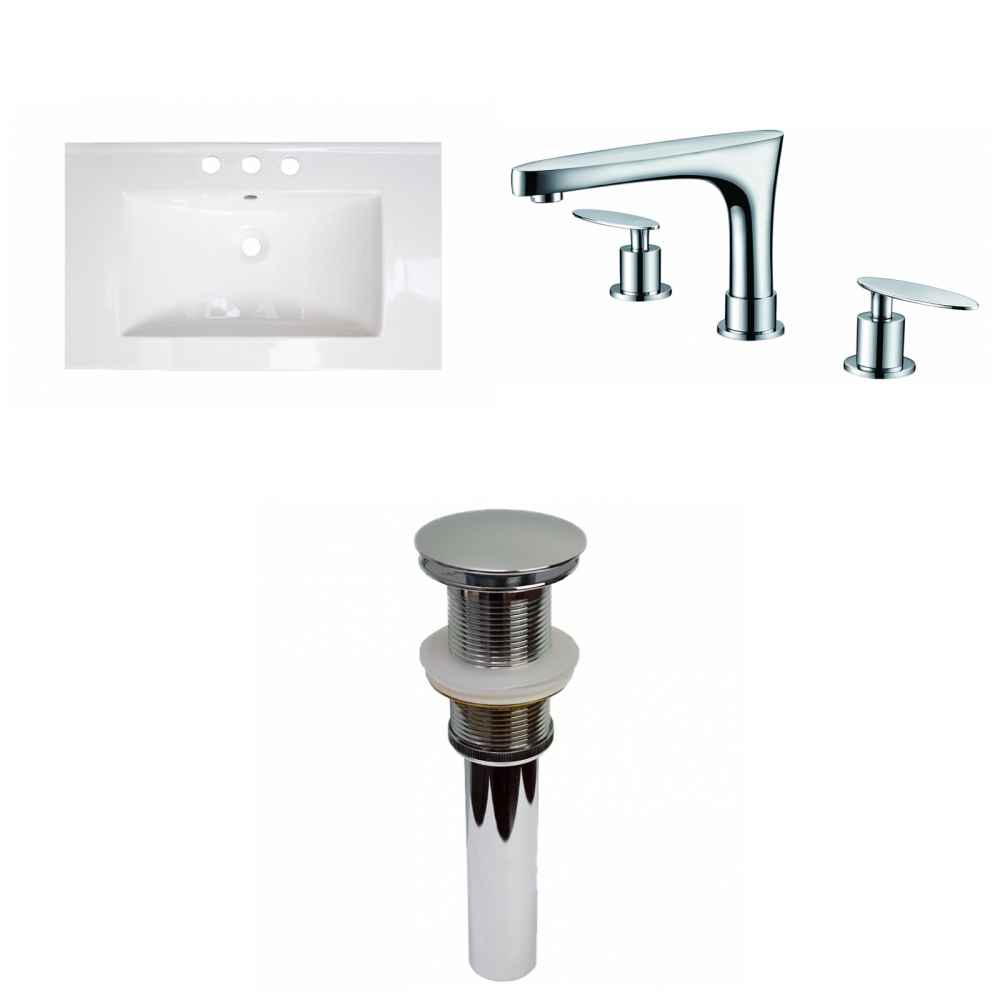 32-in. W 3H8-in. Ceramic Top Set In White Color - Drain Incl.