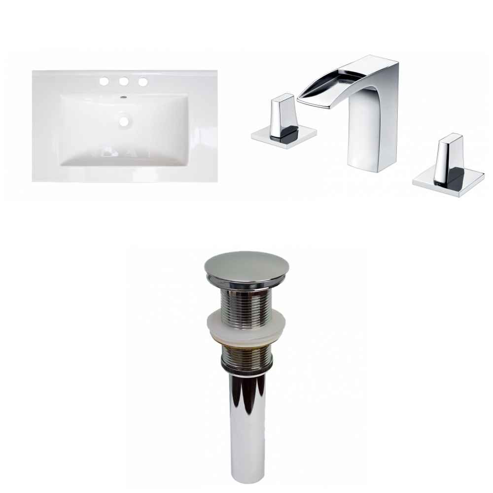 32-in. W 3H8-in. Ceramic Top Set In White Color - Drain Incl.