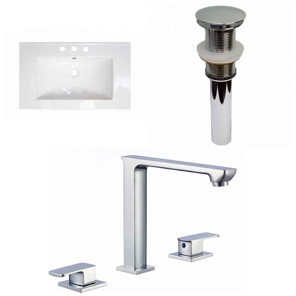 32-in. W 3H8-in. Ceramic Top Set In White Color - Drain Incl.