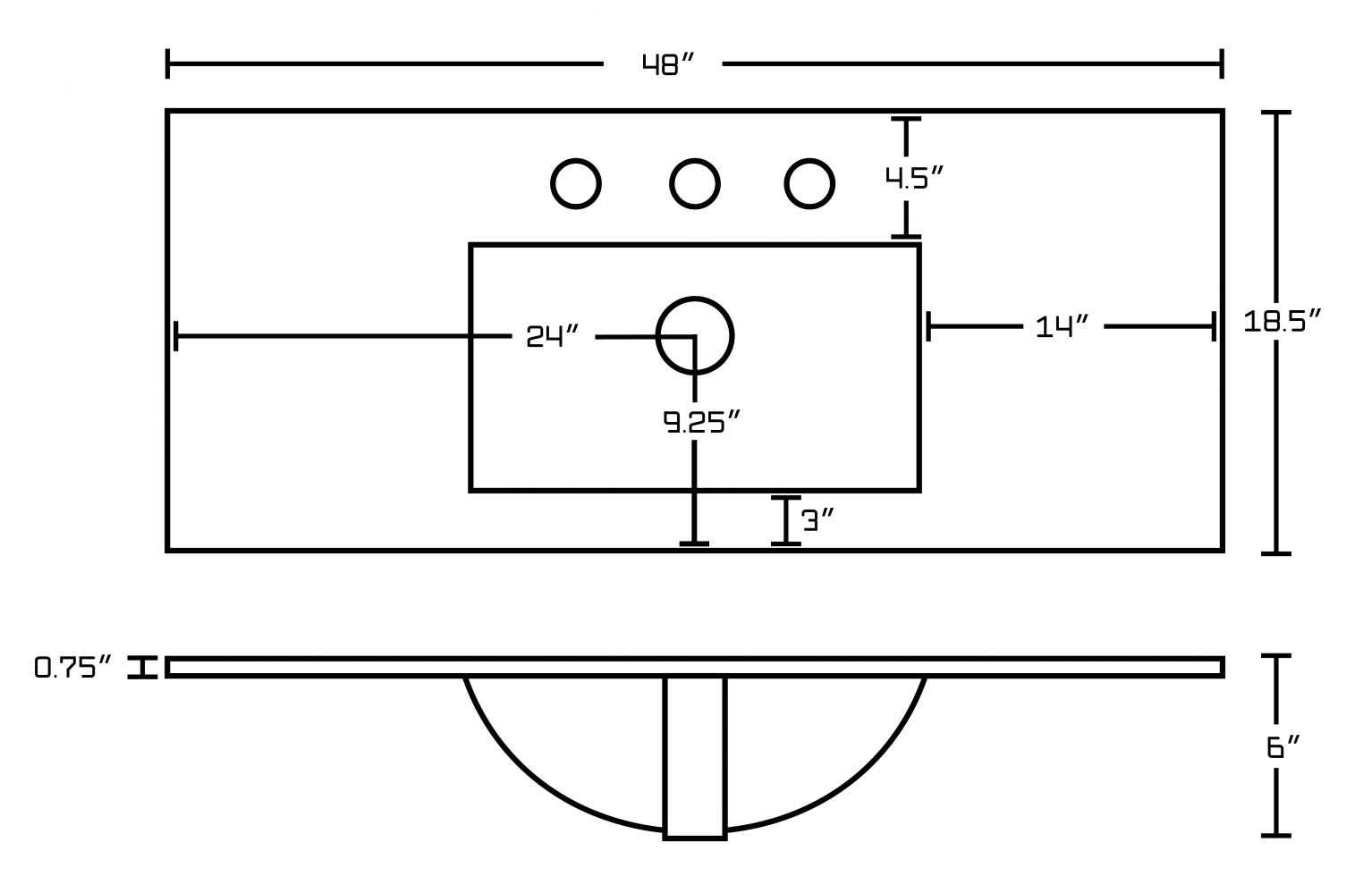 48-in. W 3H8-in. Ceramic Top Set In White Color - Drain Incl.