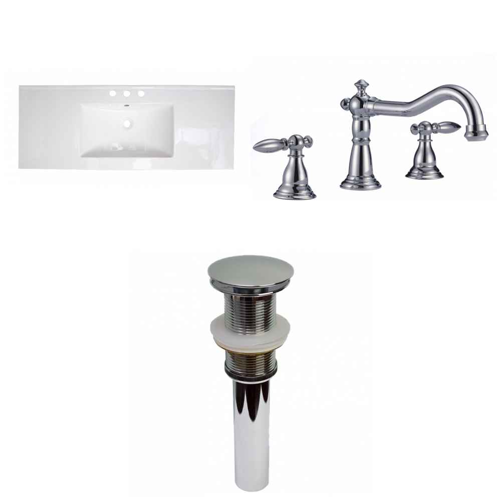 48-in. W 3H8-in. Ceramic Top Set In White Color - Drain Incl.