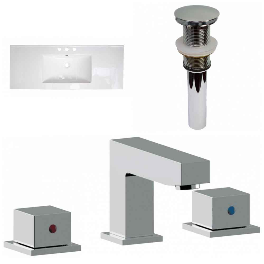 48-in. W 3H8-in. Ceramic Top Set In White Color - Drain Incl.