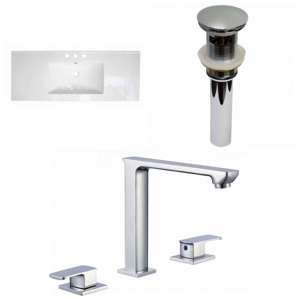 48-in. W 3H8-in. Ceramic Top Set In White Color - Overflow Drain Incl.