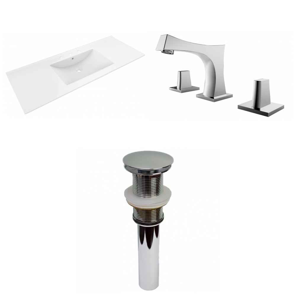 48-in. W 3H8-in. Ceramic Top Set In White Color - Drain Incl.