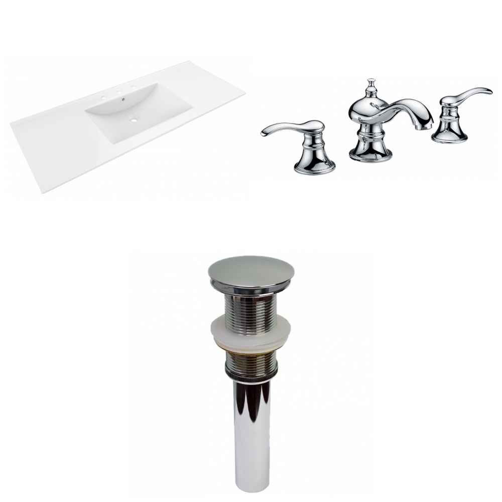 48-in. W 3H8-in. Ceramic Top Set In White Color - Drain Incl.