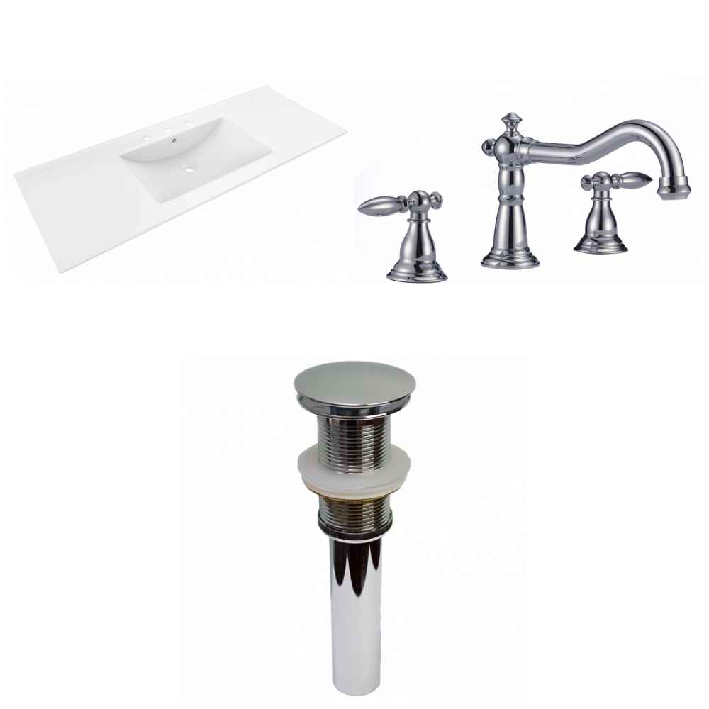 48-in. W 3H8-in. Ceramic Top Set In White Color - Drain Incl.