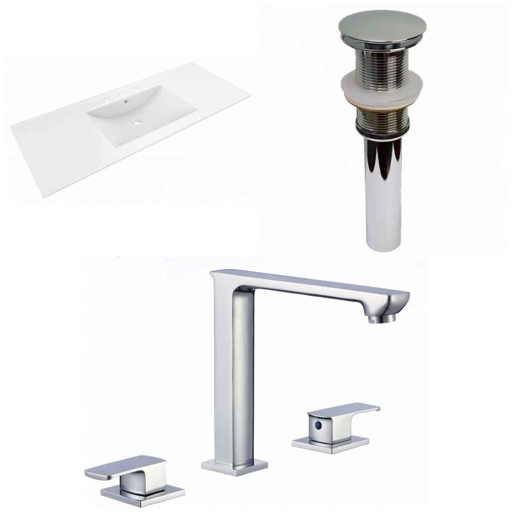 48-in. W 3H8-in. Ceramic Top Set In White Color - Drain Incl.