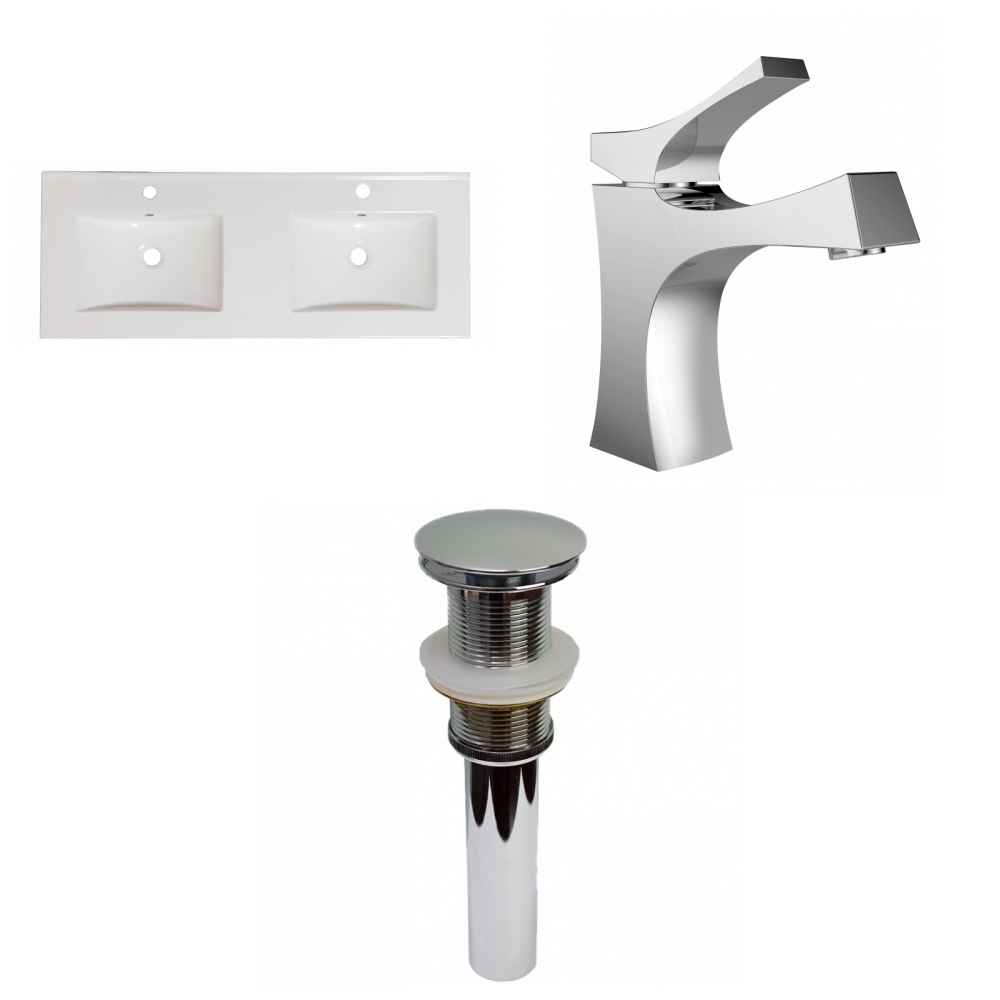 48-in. W 1 Hole Ceramic Top Set In White Color - Drain Incl.