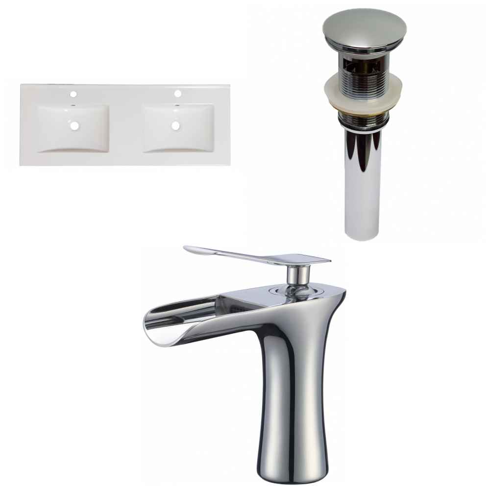 48-in. W 1 Hole Ceramic Top Set In White Color - Overflow Drain Incl.