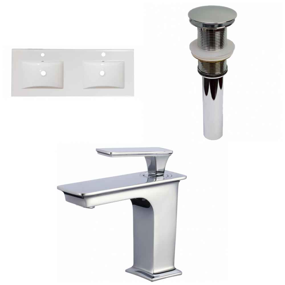 48-in. W 1 Hole Ceramic Top Set In White Color - Drain Incl.