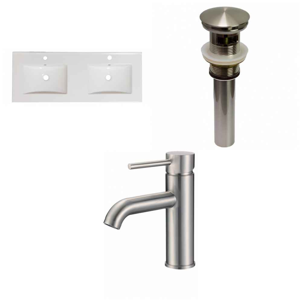 48-in. W 1 Hole Ceramic Top Set In White Color - Overflow Drain Incl.