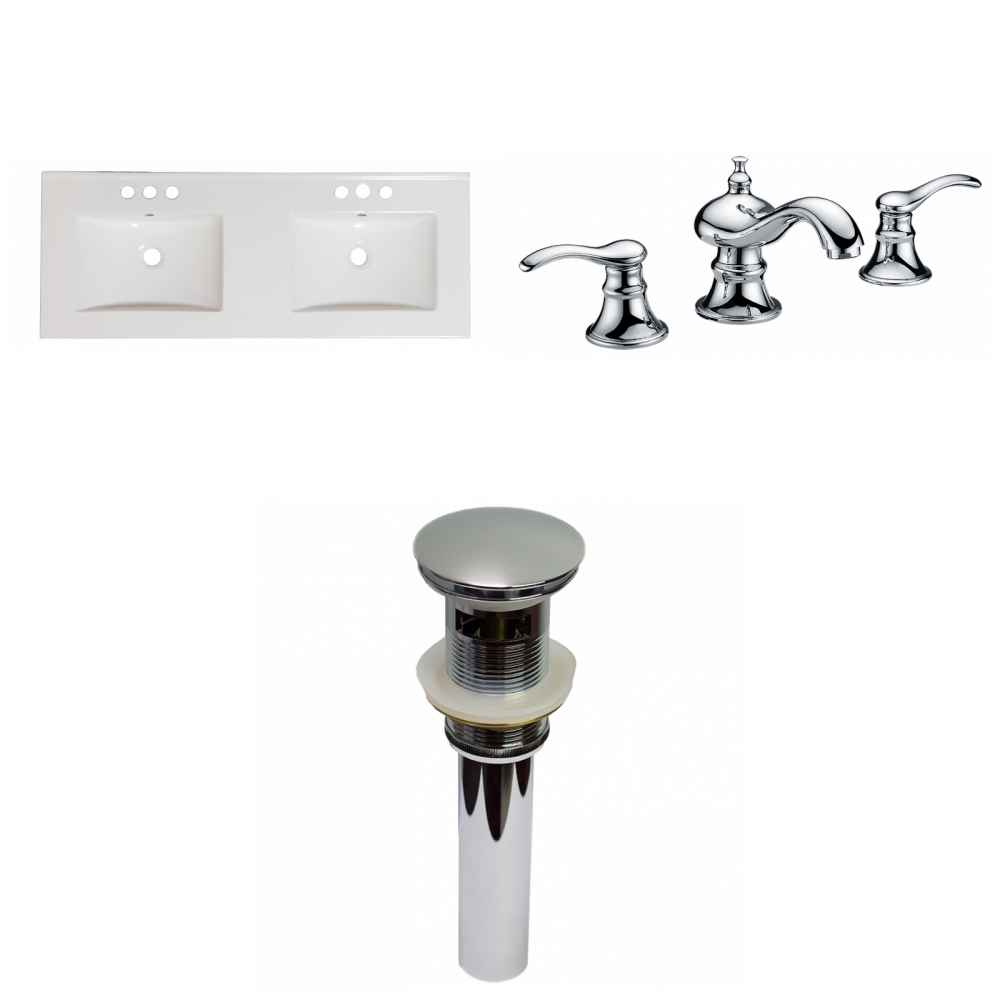 48-in. W 3H8-in. Ceramic Top Set In White Color - Overflow Drain Incl.