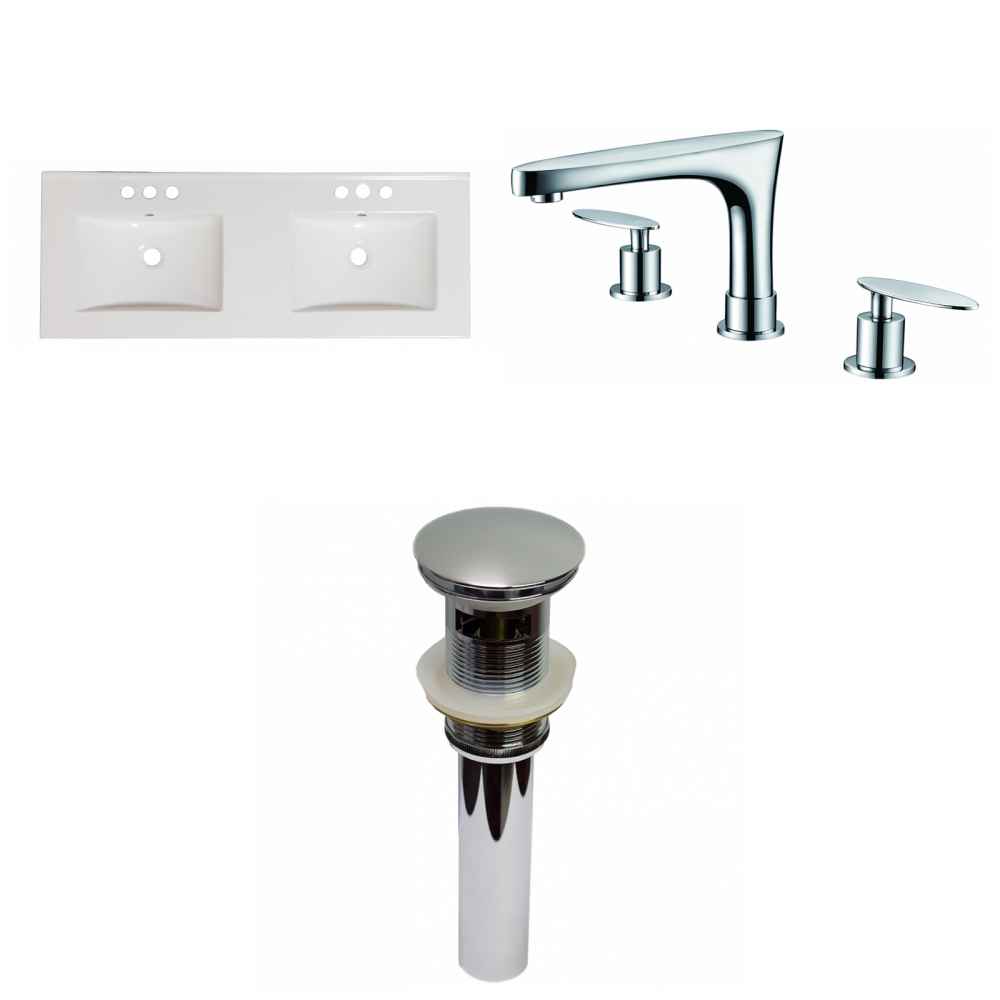 48-in. W 3H8-in. Ceramic Top Set In White Color - Overflow Drain Incl.