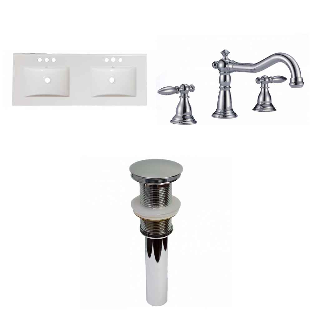 48-in. W 3H8-in. Ceramic Top Set In White Color - Drain Incl.