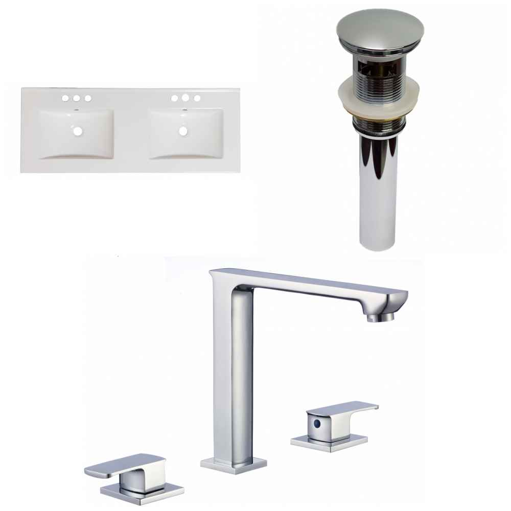 48-in. W 3H8-in. Ceramic Top Set In White Color - Overflow Drain Incl.