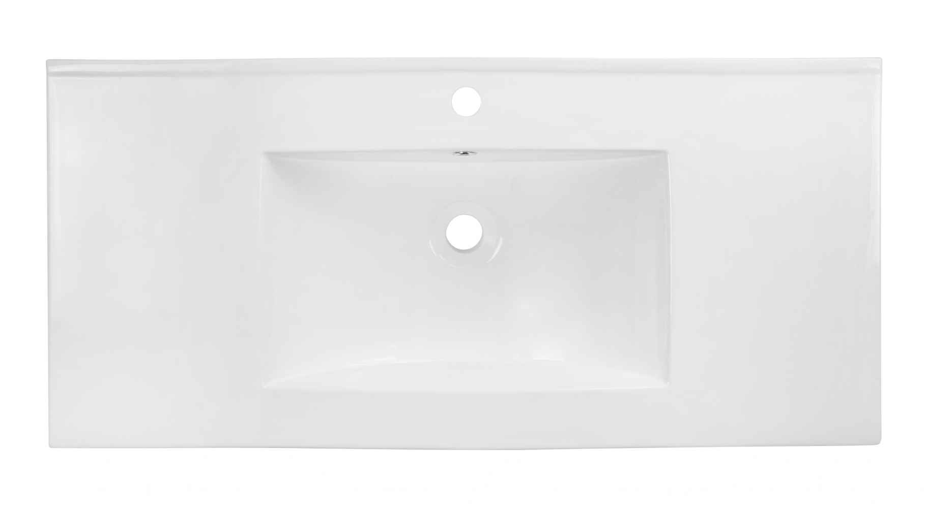 35.5-in. W 1 Hole Ceramic Top Set In White Color - Drain Incl.