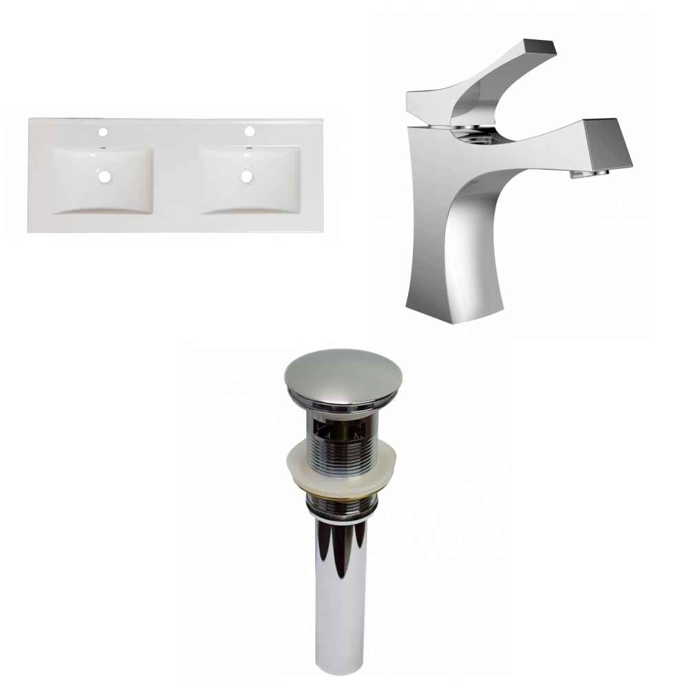 59-in. W 1 Hole Ceramic Top Set In White Color - Overflow Drain Incl.