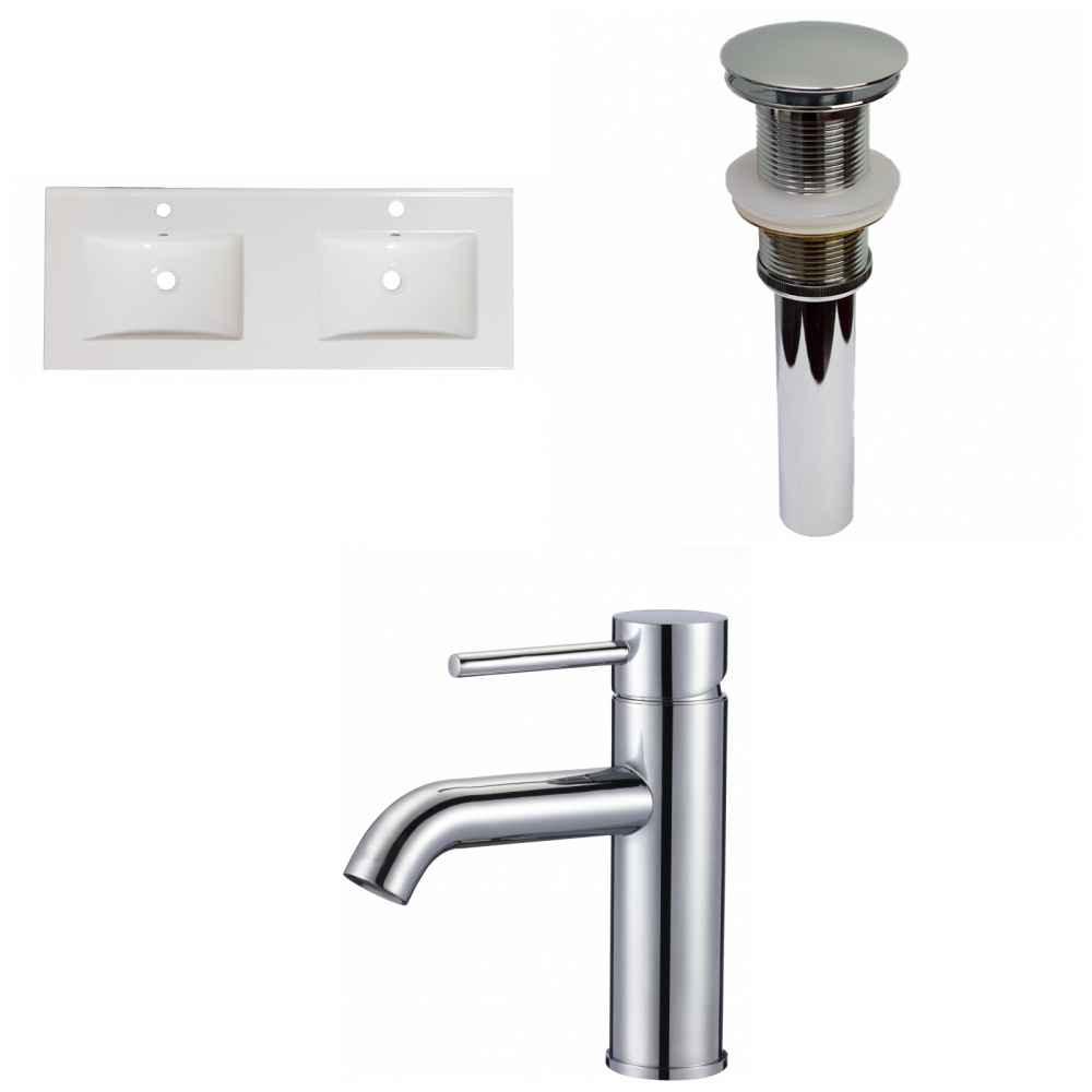 59-in. W 1 Hole Ceramic Top Set In White Color - Drain Incl.