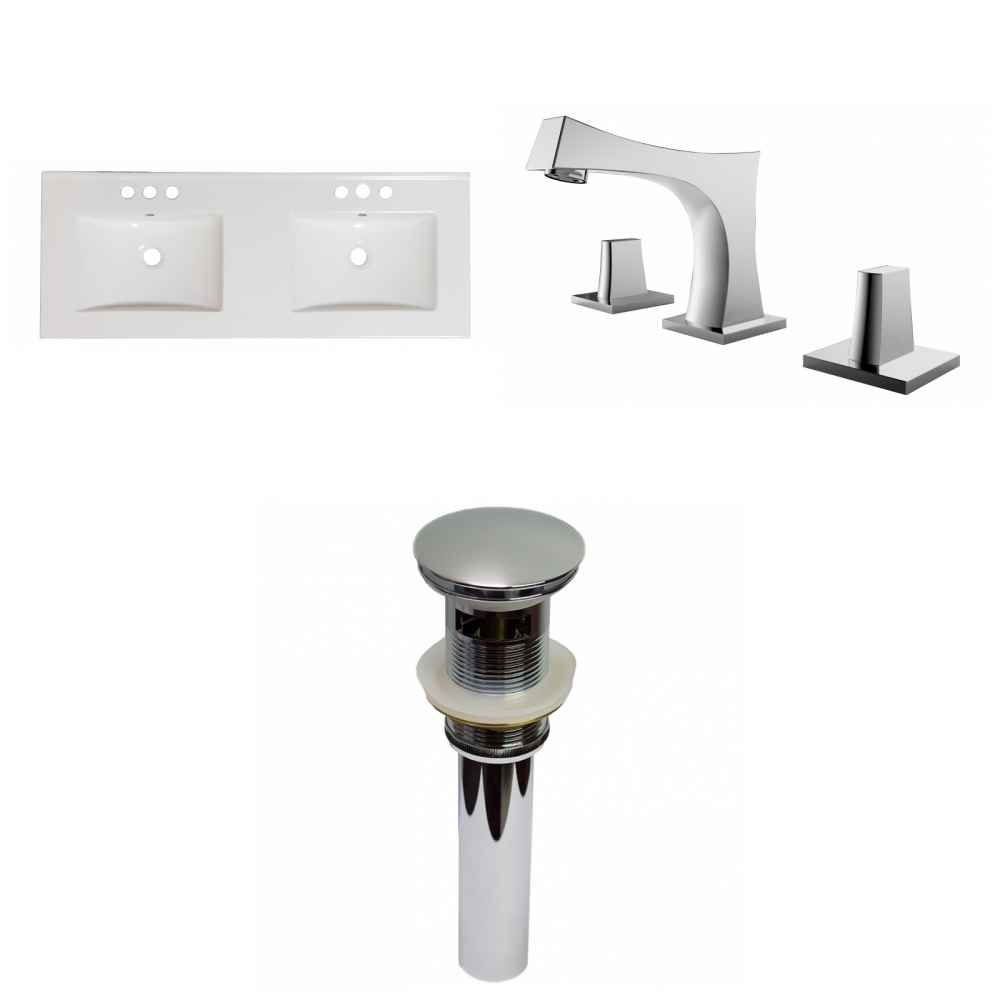 59-in. W 3H8-in. Ceramic Top Set In White Color - Overflow Drain Incl.