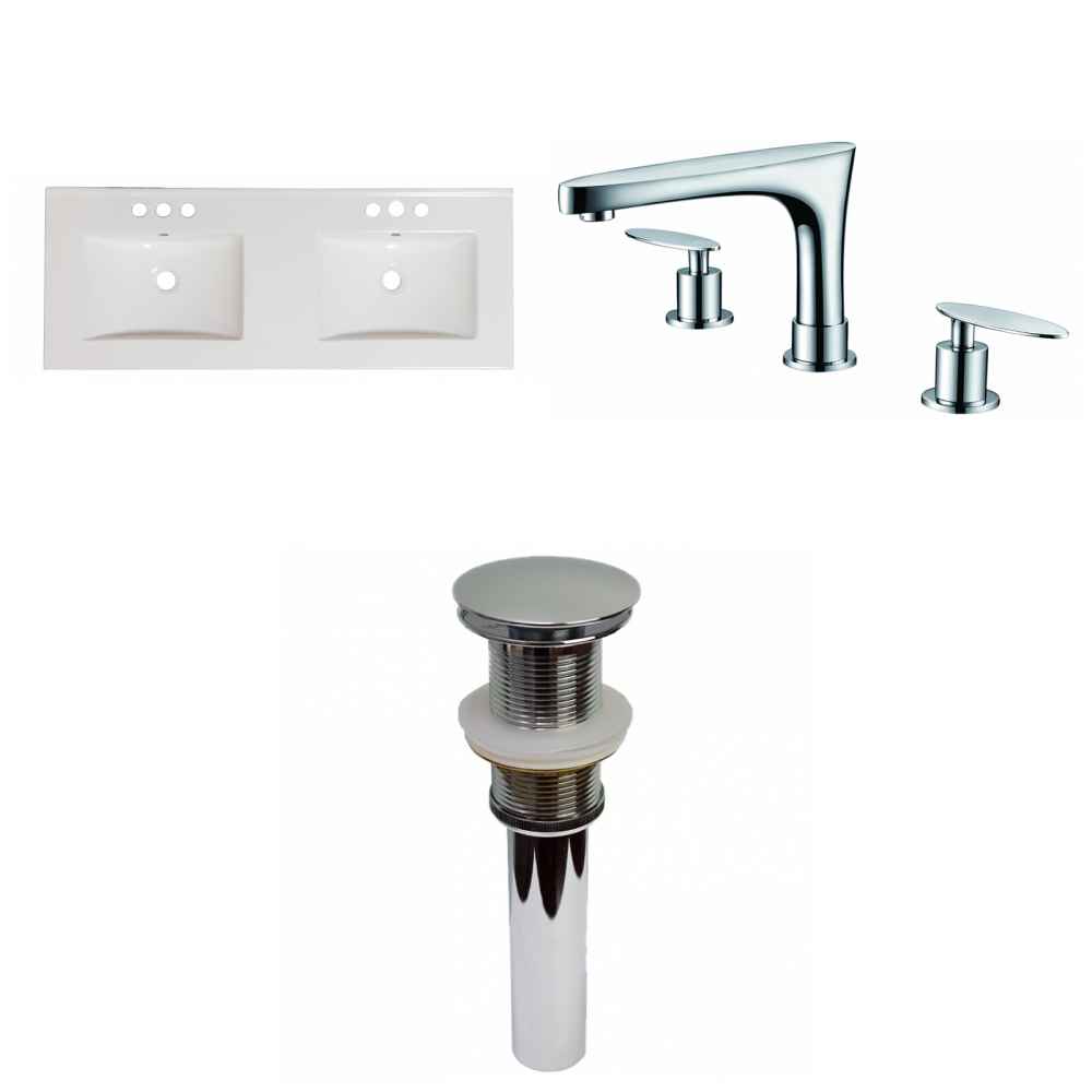 59-in. W 3H8-in. Ceramic Top Set In White Color - Drain Incl.