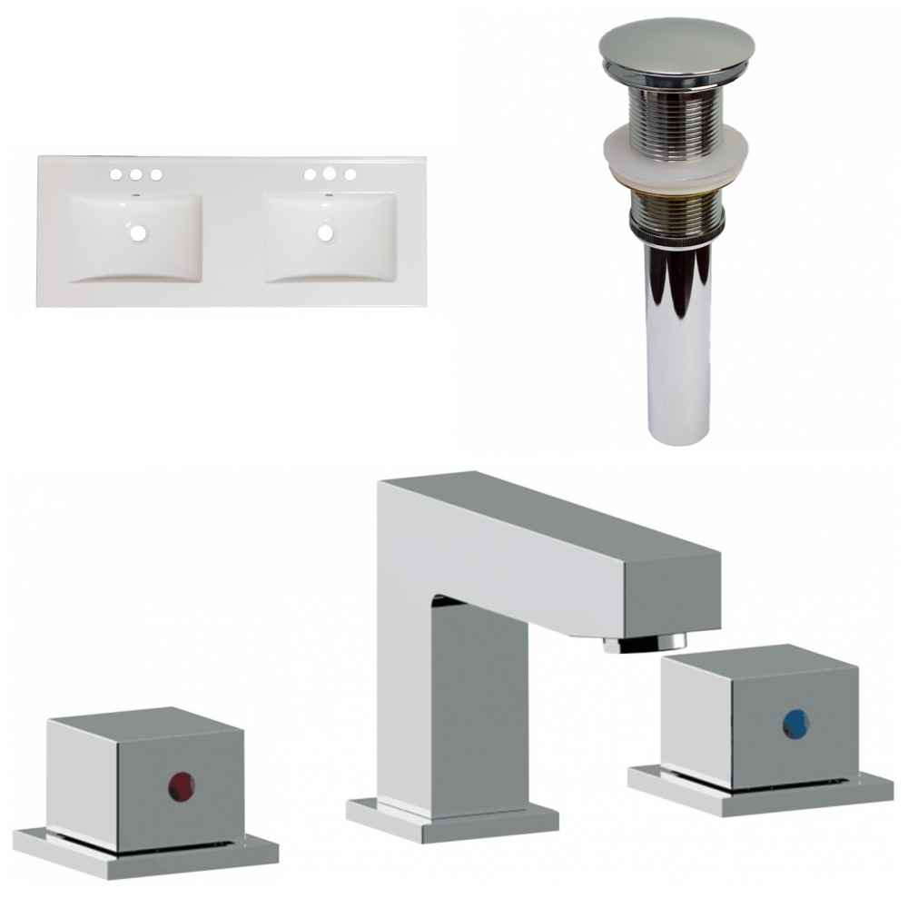 59-in. W 3H8-in. Ceramic Top Set In White Color - Drain Incl.