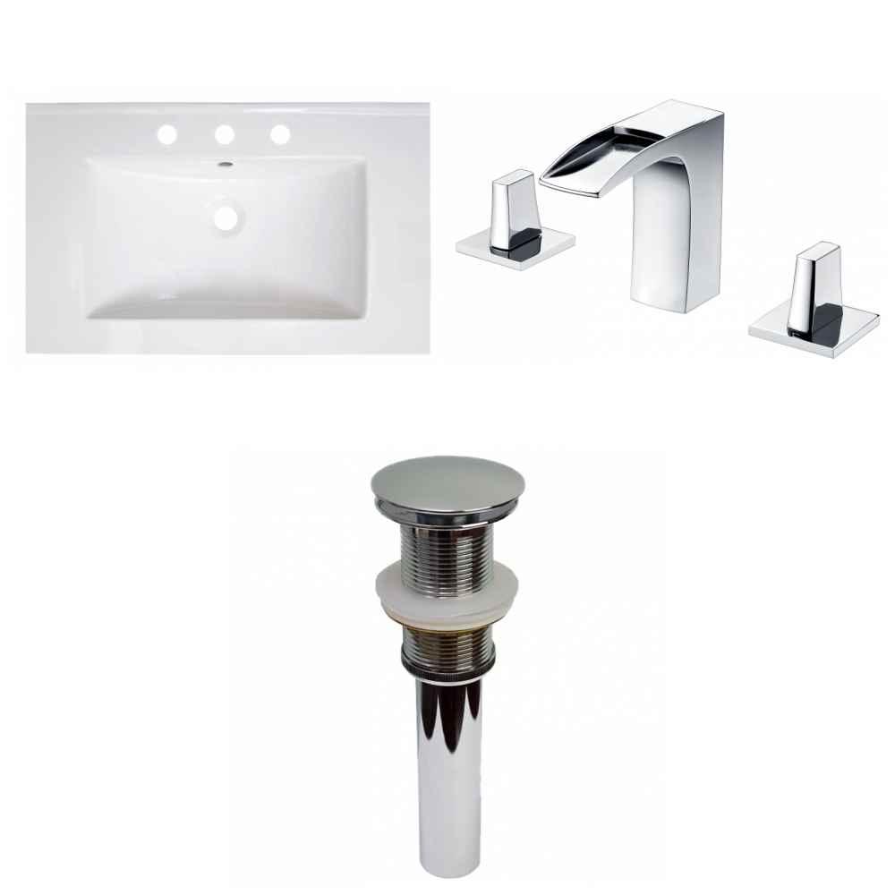30-in. W 3H8-in. Ceramic Top Set In White Color - Drain Incl.
