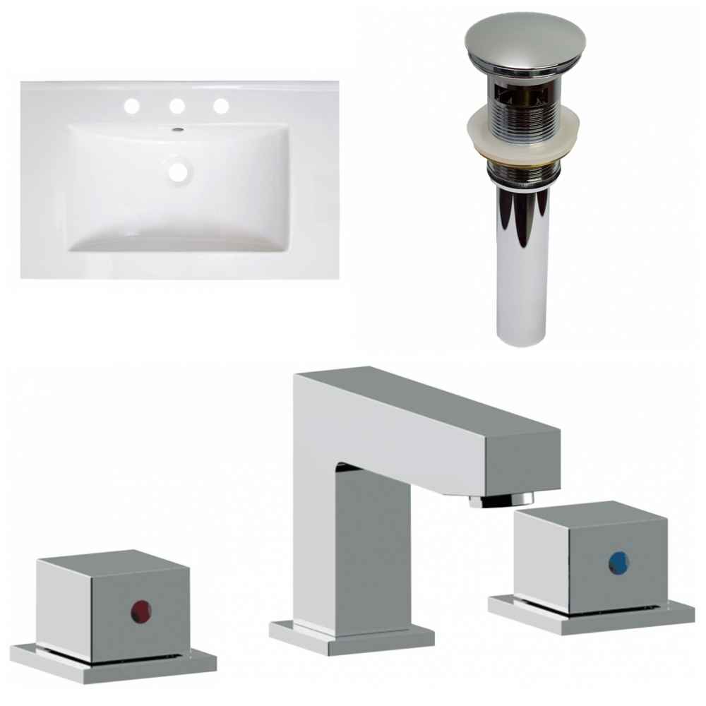 30-in. W 3H8-in. Ceramic Top Set In White Color - Overflow Drain Incl.