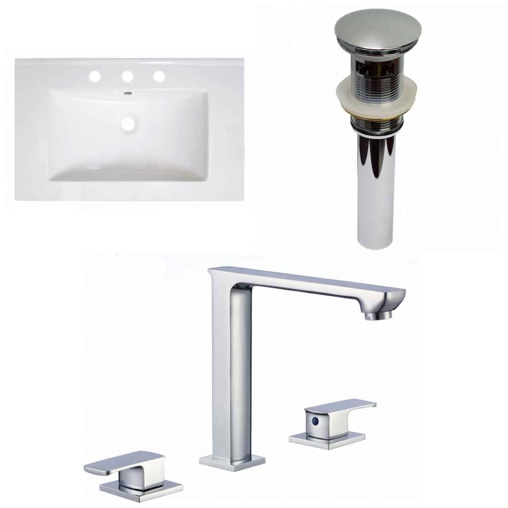 30-in. W 3H8-in. Ceramic Top Set In White Color - Overflow Drain Incl.