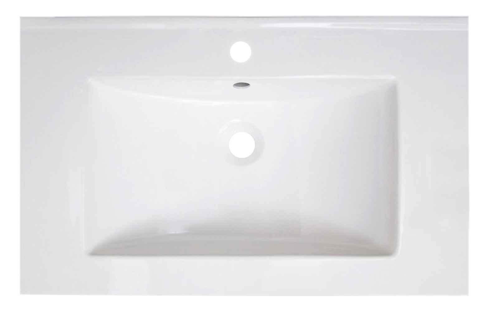 30-in. W 1 Hole Ceramic Top Set In White Color - Overflow Drain Incl.