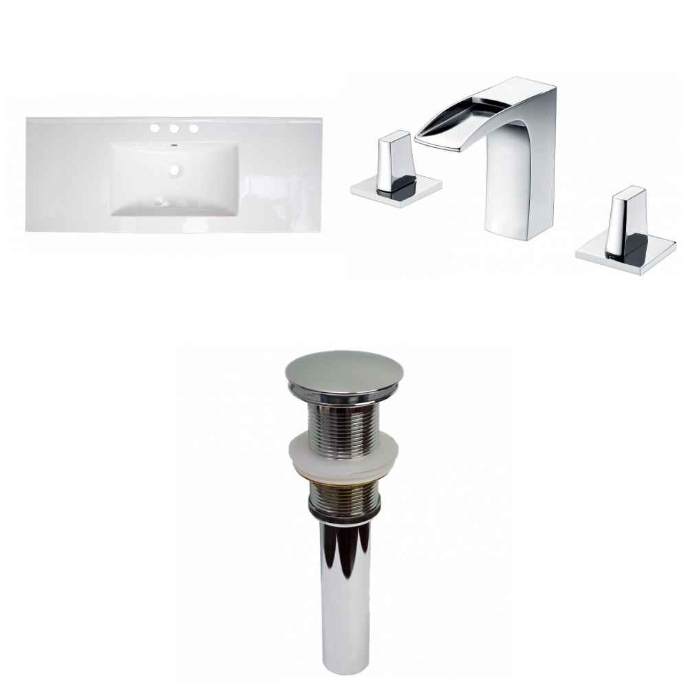39.75-in. W 3H8-in. Ceramic Top Set In White Color - Drain Incl.