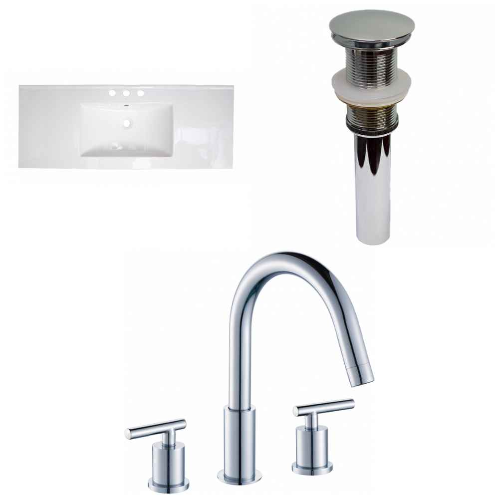 39.75-in. W 3H8-in. Ceramic Top Set In White Color - Drain Incl.