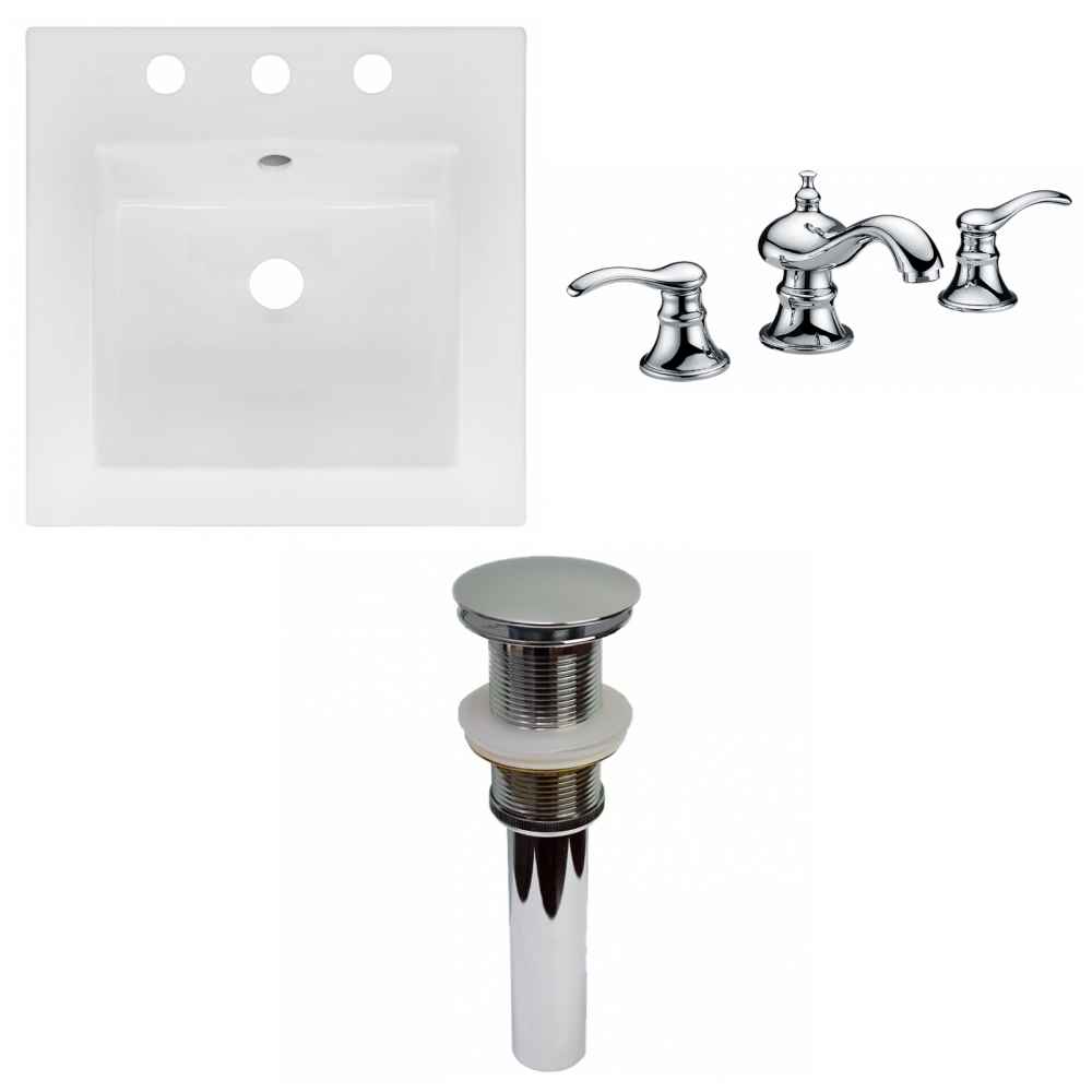 16.5-in. W 3H8-in. Ceramic Top Set In White Color - Drain Incl.