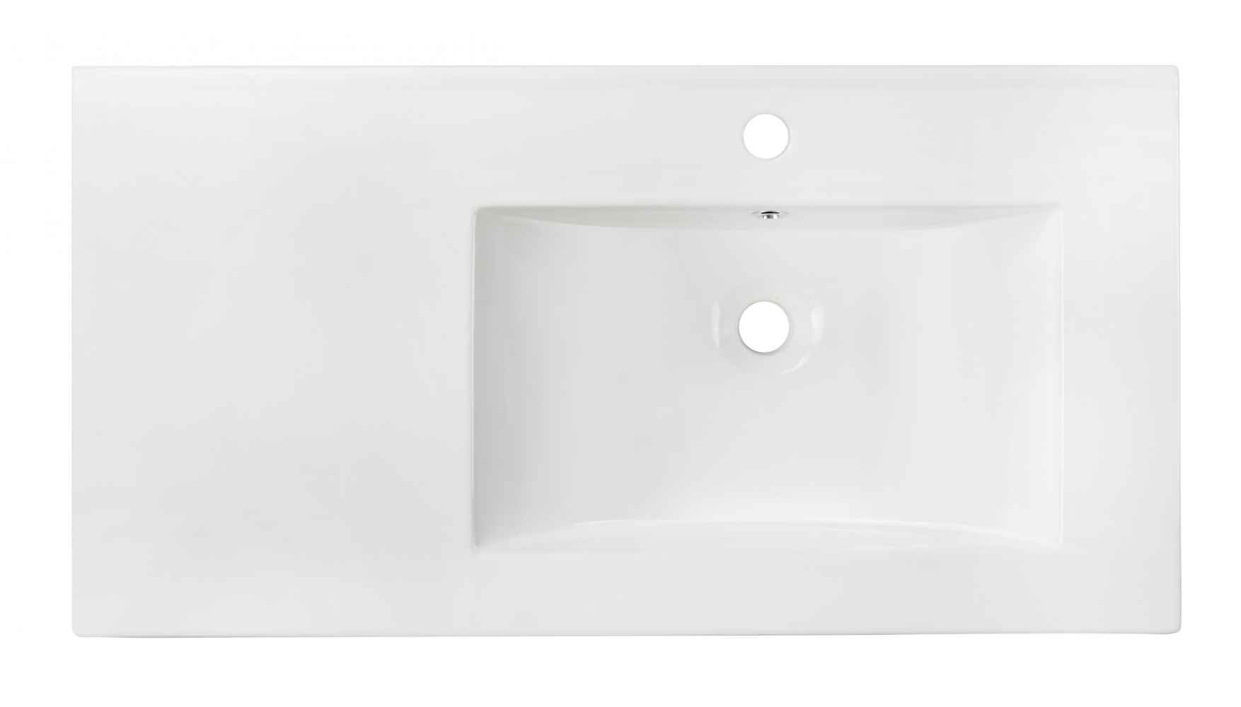 35.5-in. W 1 Hole Ceramic Top Set In White Color - Drain Incl.