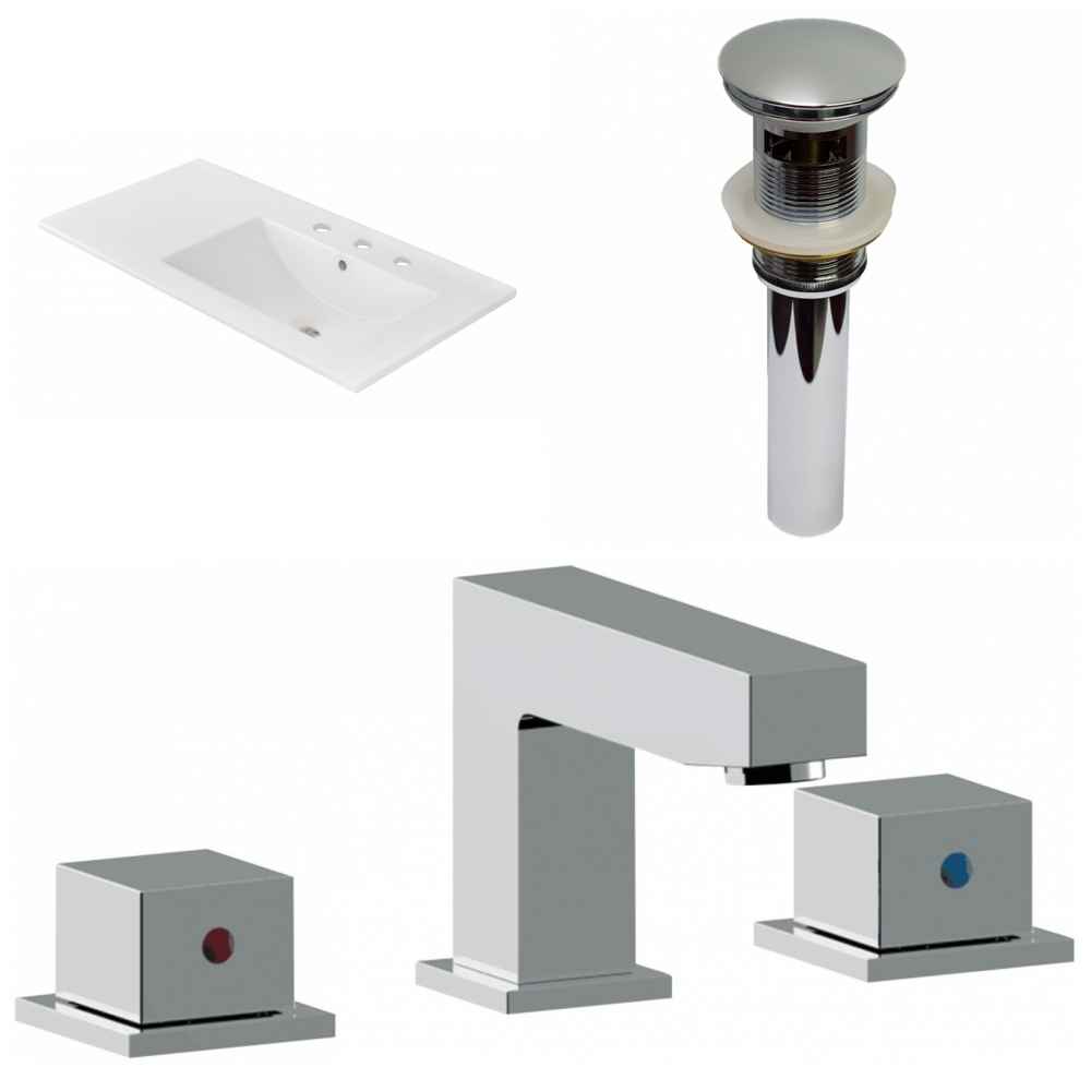 35.5-in. W 3H8-in. Ceramic Top Set In White Color - Overflow Drain Incl.