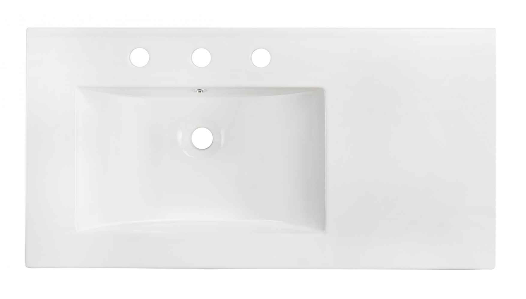 35.5-in. W 3H8-in. Ceramic Top Set In White Color - Drain Incl.
