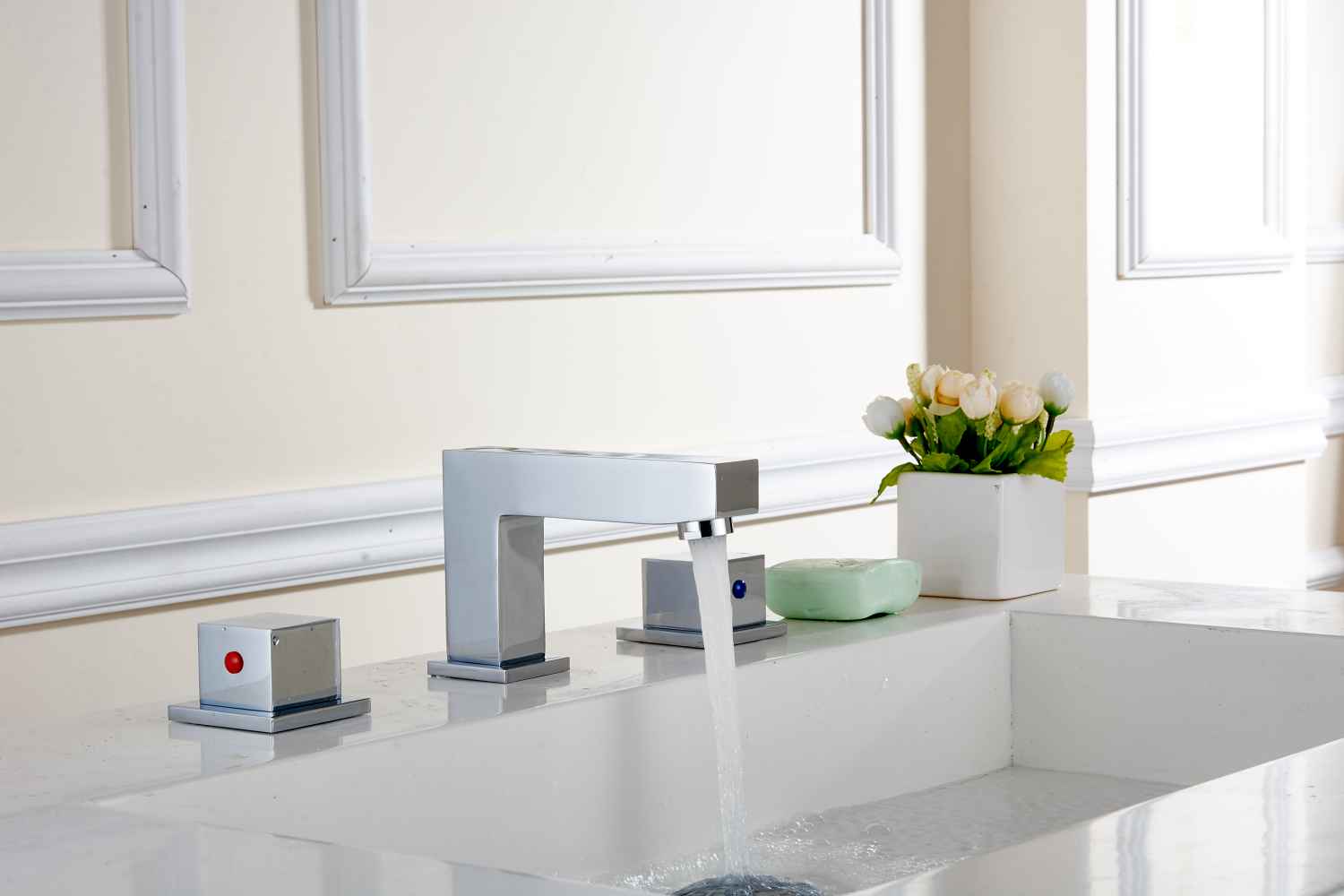 35.5-in. W 3H8-in. Ceramic Top Set In White Color - Overflow Drain Incl.